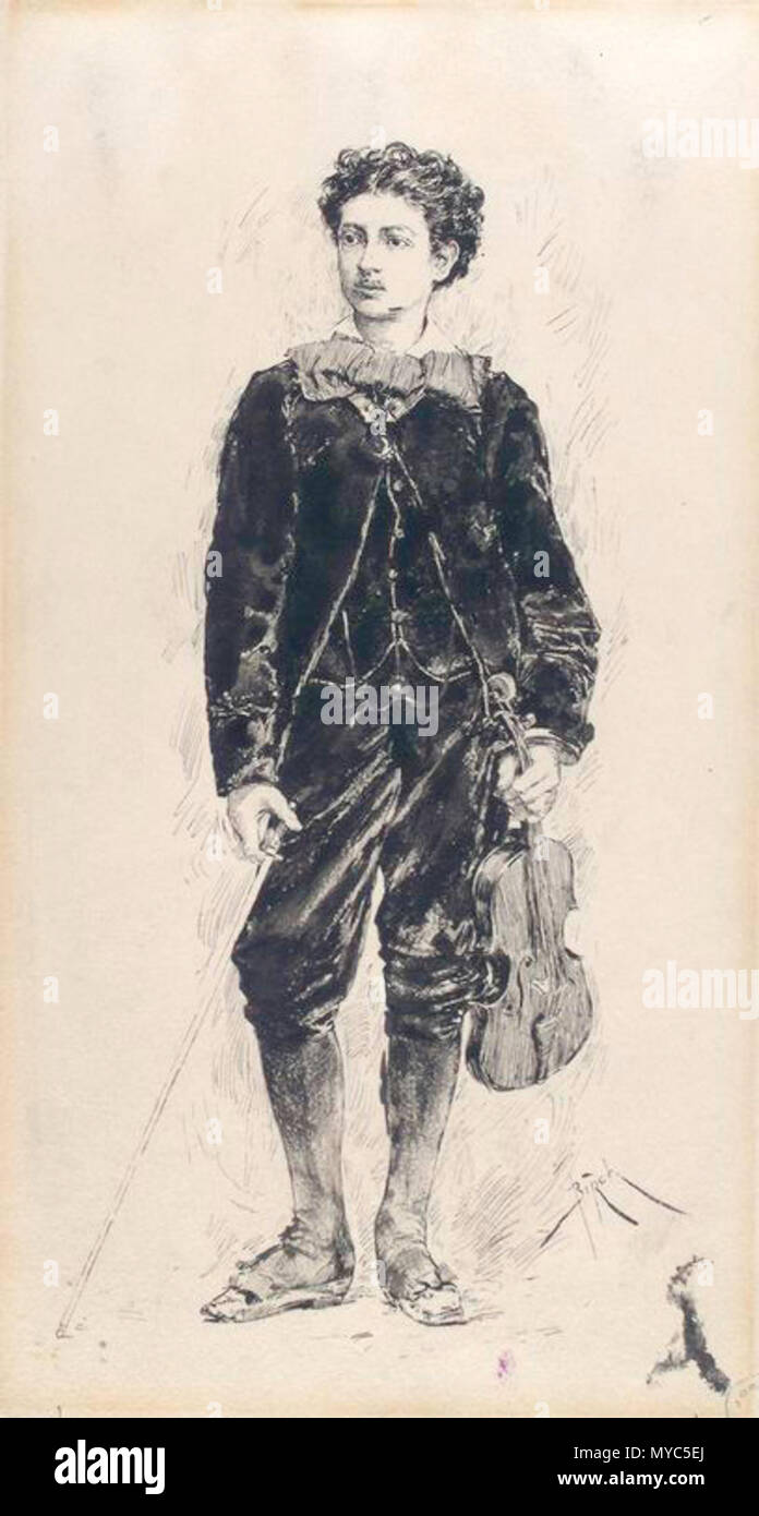 . English The portrait of child prodigy, brasilian violinist Eugène