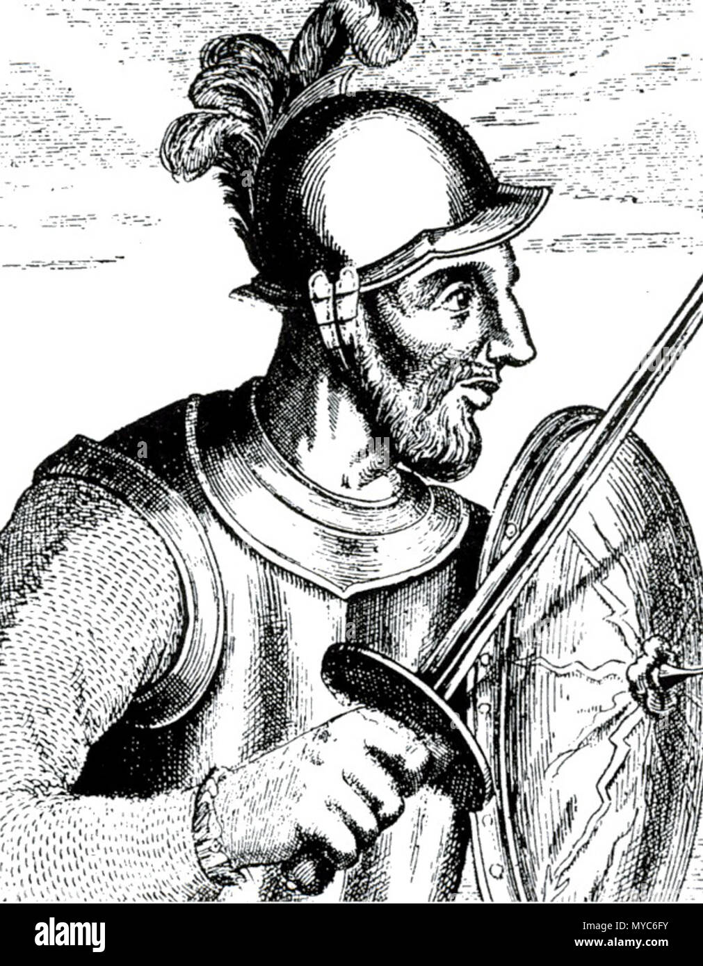 . Diego de Almagro (Antonio de Herrera y Tordesillas: Historia General de los hechos de los castellanos en las islas y Tierra Firme del Mar Oceáno). 16th century. Antonio de Herrera y Tordesillas 140 Diego de Almagro Stock Photo