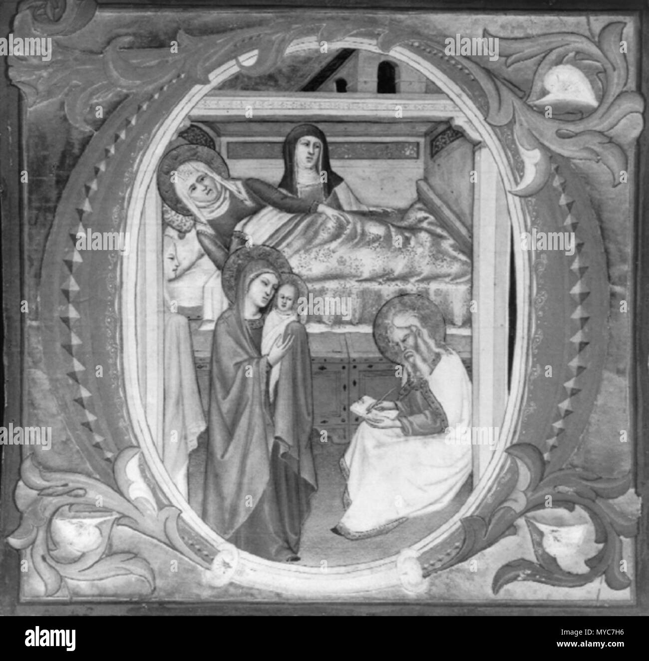 . English: Don Silvestro dei Gherarducci - Gradual from Santa Maria degli Angeli - folio 97 - The Birth of Saint John the Baptist (Walker Art Gallery, Liverpool, inv. no. 2764) . 14th century.   Don Silvestro dei Gherarducci  (1339–1399)    Description Italian painter and illuminator  Date of birth/death 1339 1399  Location of birth/death Florence Florence  Work period Medieval  Work location Florence  Authority control  : Q3960740 VIAF: 95822894 ISNI: 0000 0000 7105 3426 ULAN: 500022992 LCCN: nr94017599 WGA: GHERARDUCCI, Don Silvestro dei WorldCat 144 Don Silvestro dei Gherarducci - Gradual f Stock Photo