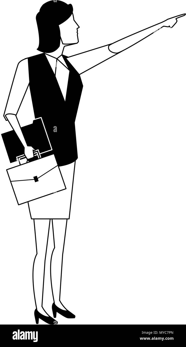 Businesswoman with briefcase in black and white Stock Vector Image ...