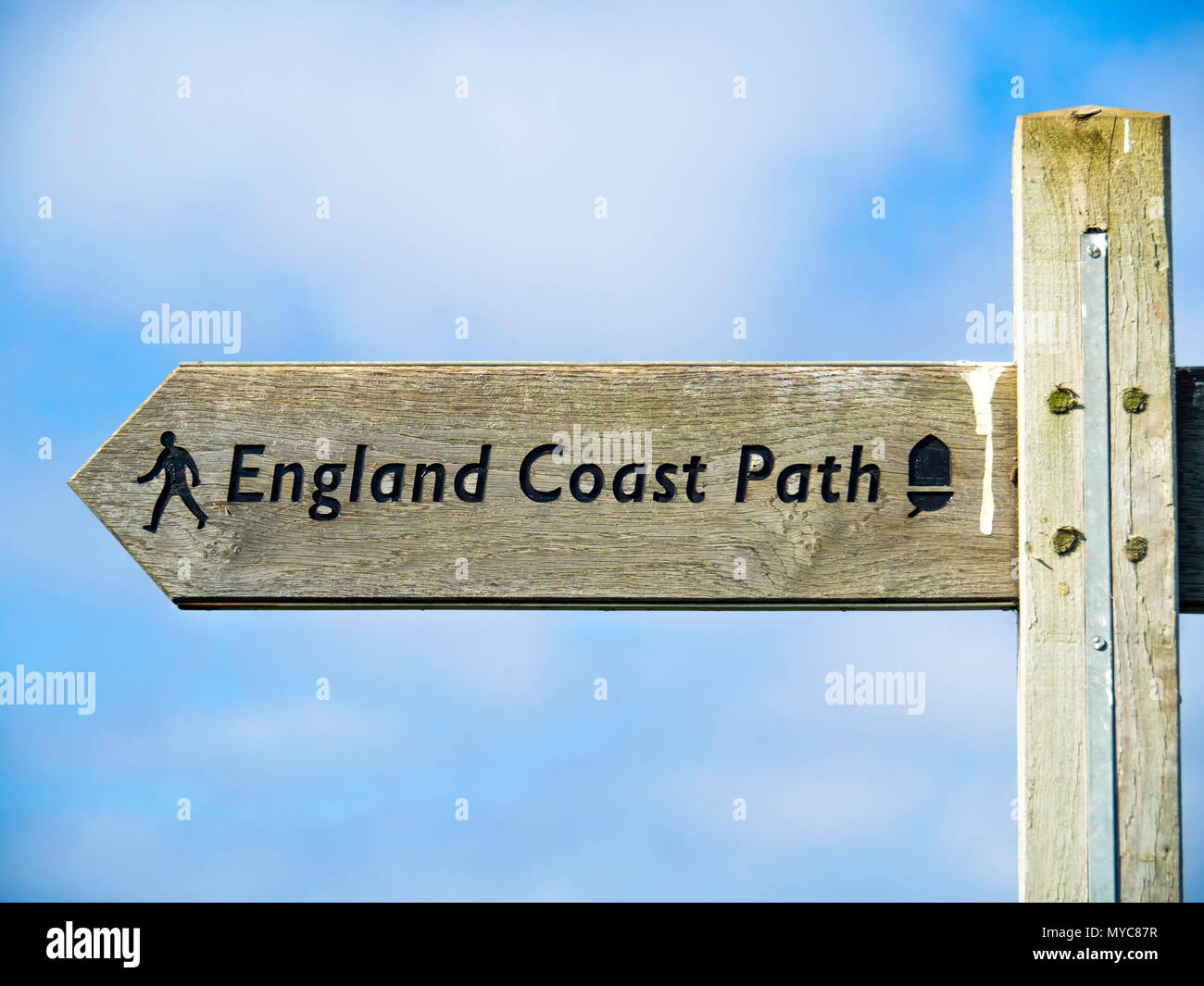 England Coast Path National Trail signpost in  North Yorkshire Stock Photo