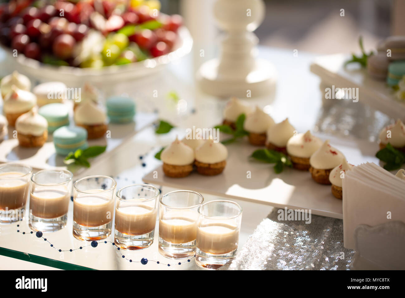 Baileys liqueur in glass on festive table. bar alcohol cocktail menu
