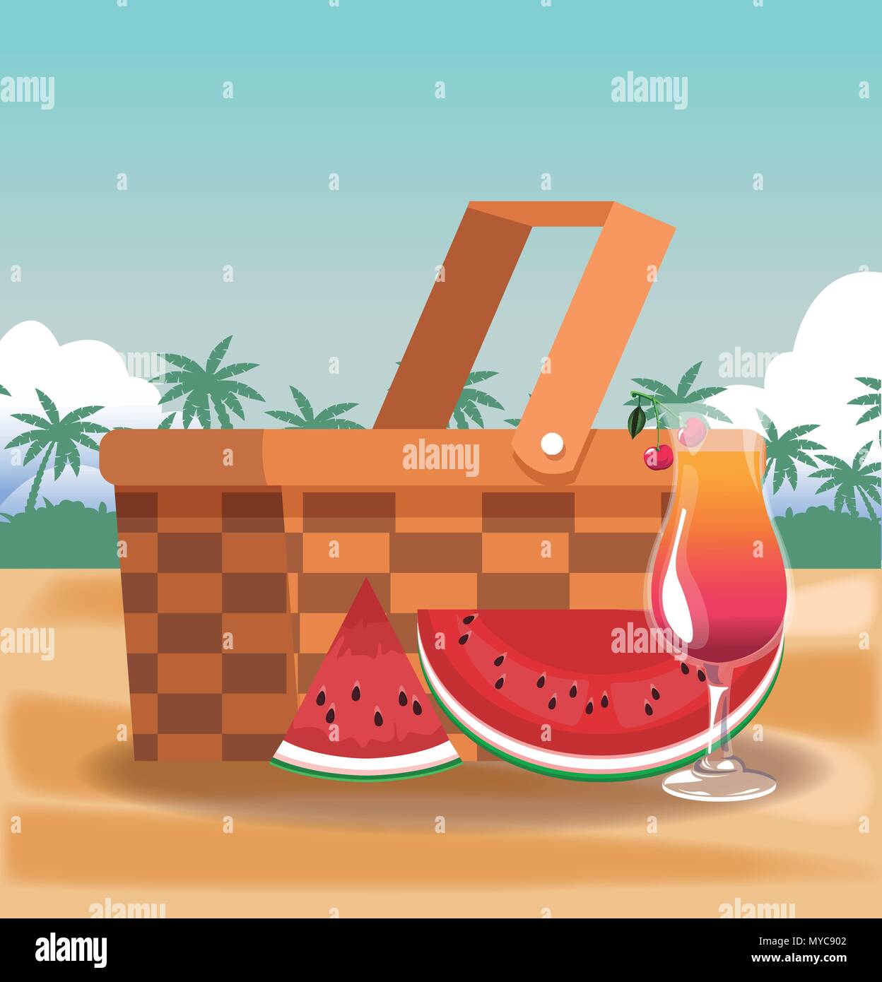Summer picnic sea basket Stock Vector Images - Alamy