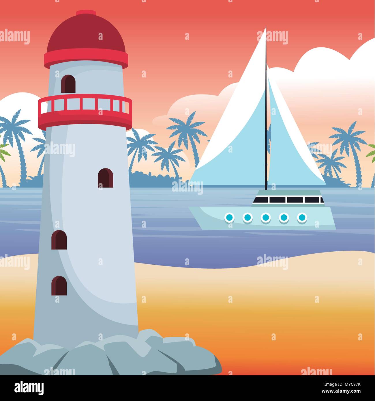 Beautiful beachscape scenery Stock Vector Image &amp; Art - Alamy