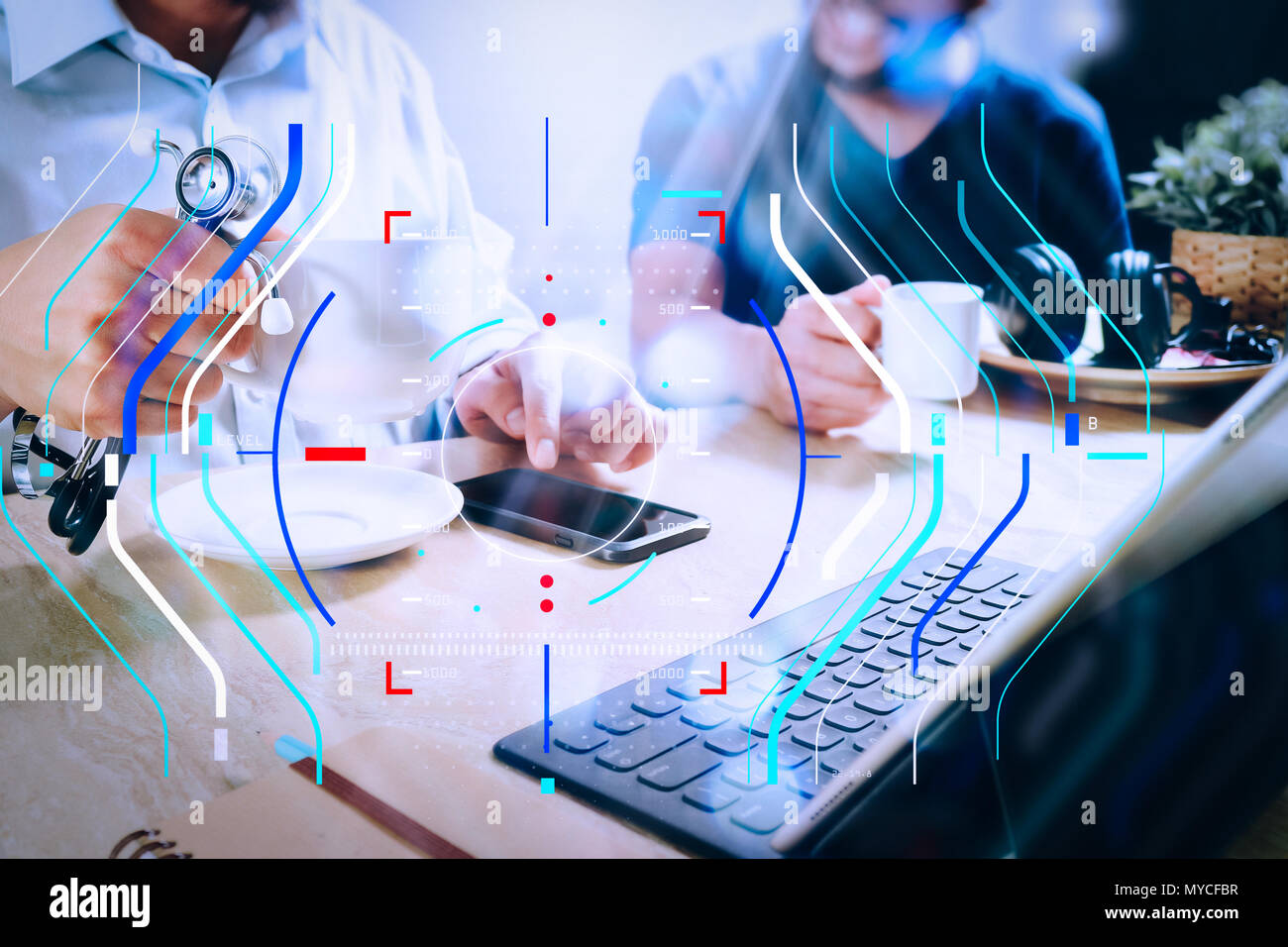 Health care and medical services with circular AR diagram record