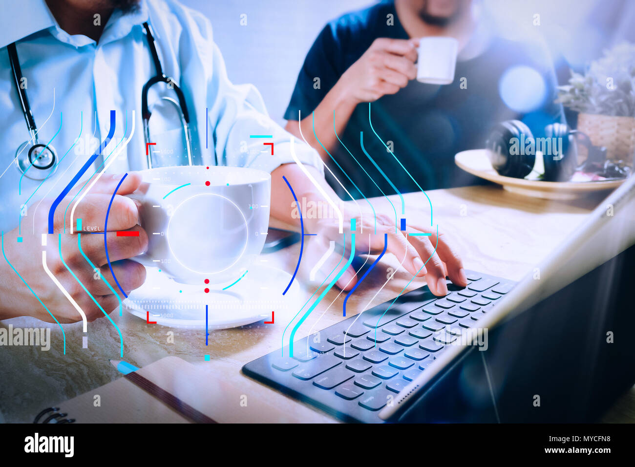 Health care and medical services with circular AR diagram record
