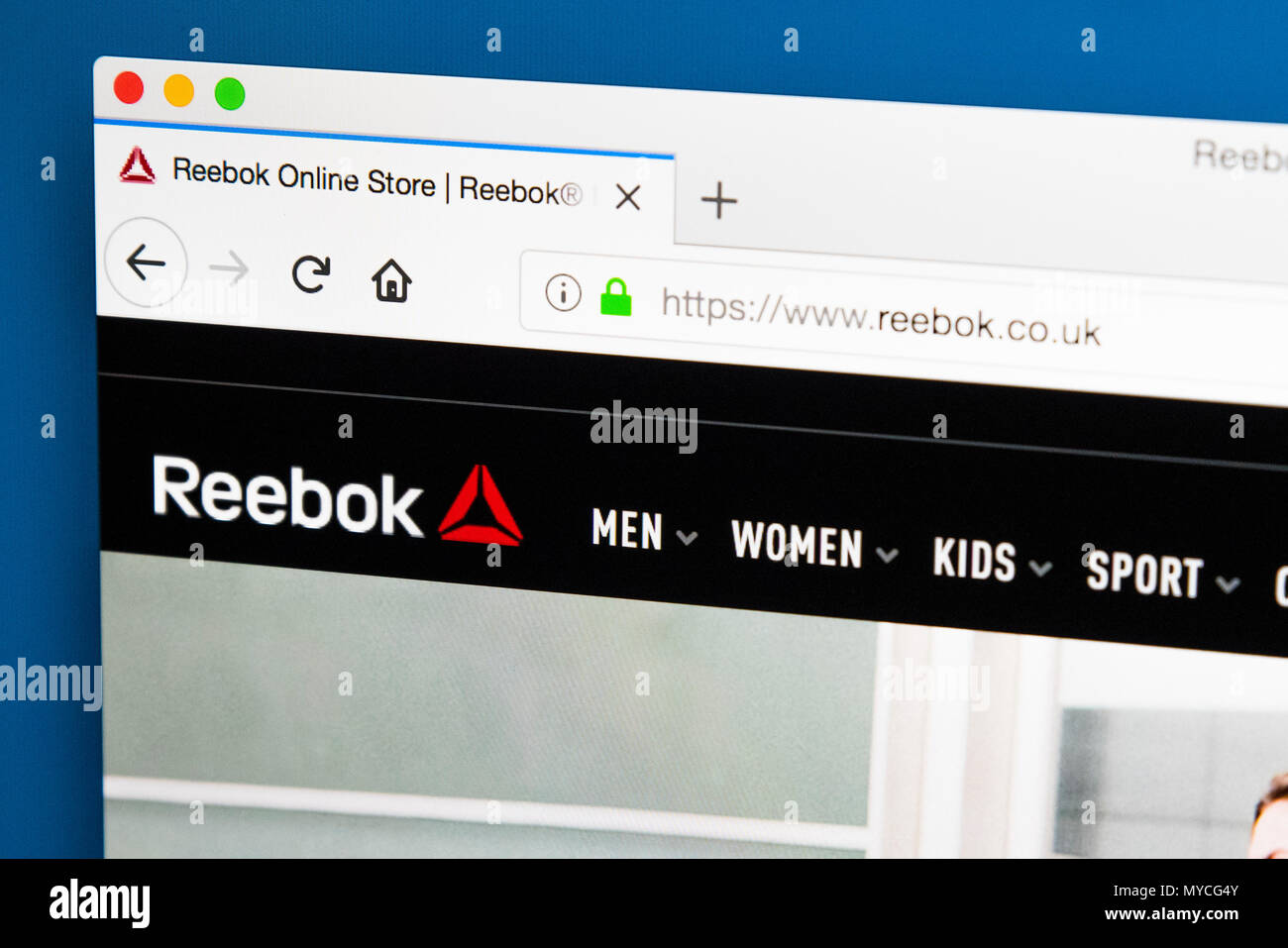 LONDON, UK - MAY 23RD 2018: The homepage of the official website for Reebok  - an American athletic footwear and clothing company, on 23rd May 2018  Stock Photo - Alamy