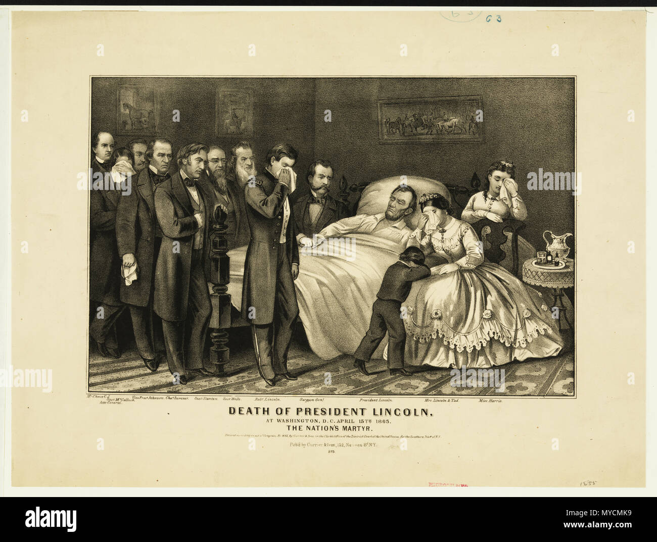 19th Century Historical Print - Death of President Lincoln At Washington, D.C. April 15th 1865. The Nation's Martyr Stock Photo