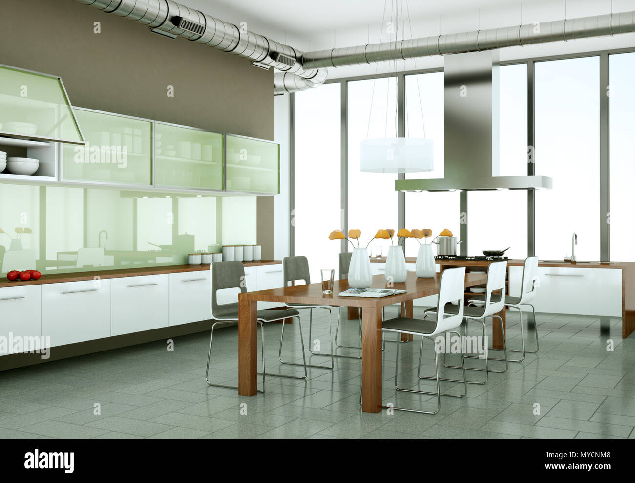 Modern kitchen in loft with a beautiful design Stock Photo - Alamy
