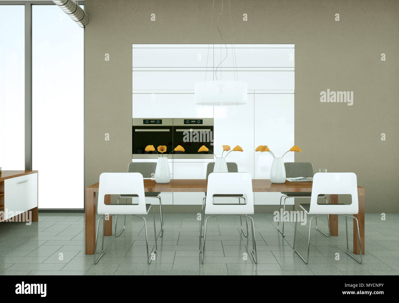 Modern kitchen in loft with a beautiful design Stock Photo - Alamy
