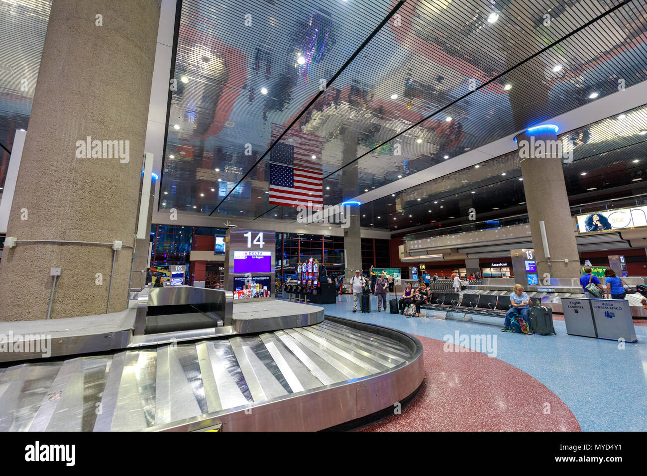 Las Vegas, Nevada May 26, 2018 Baggage conveyor belt at McCarran
