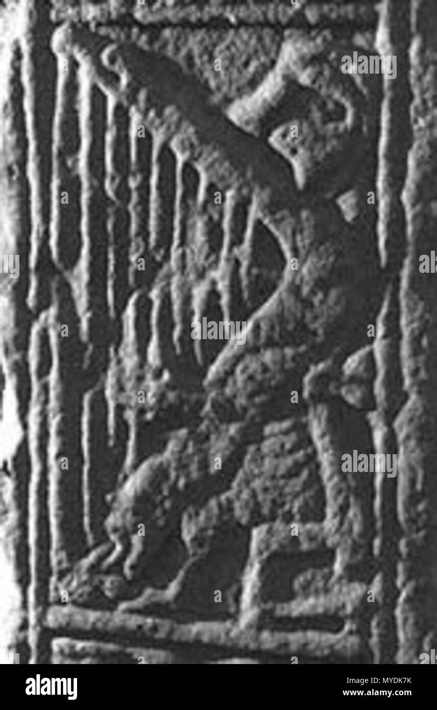 . The harper on the Dupplin Cross, Scotland, circa 800 AD . This file is lacking author information. 149 DupplinHarper Stock Photo