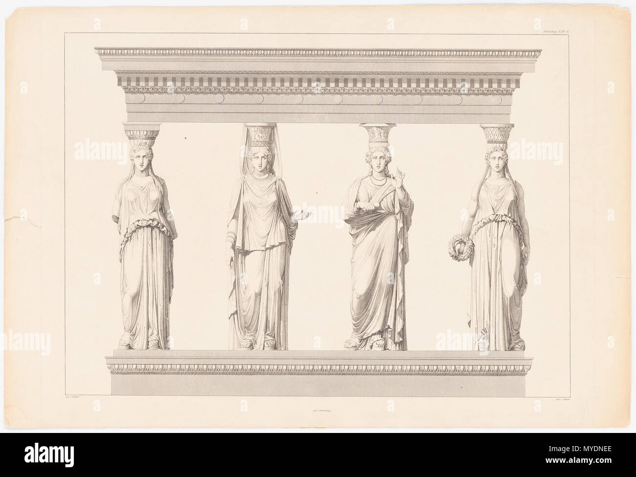 Schinkel Karl Friedrich  (1781-1841): Erechtheion auf der Akropolis, Athen (?) 477 Schinkel – Erechtheion in Athen, Aufriss der Korenhalle Stock Photo