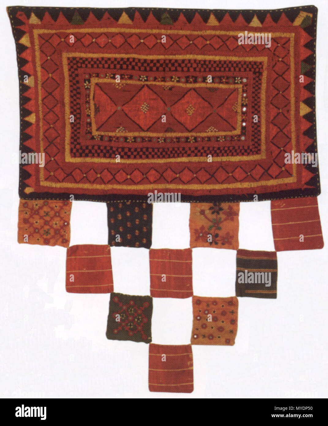 . English: Embroidered hanging, Kutch (western India), cotton, silk mirrors and embroidery, early 20th century, Honolulu Academy of Arts . early 20th century. Anonymous 159 Embroidered hanging, Kutch (western India Stock Photo