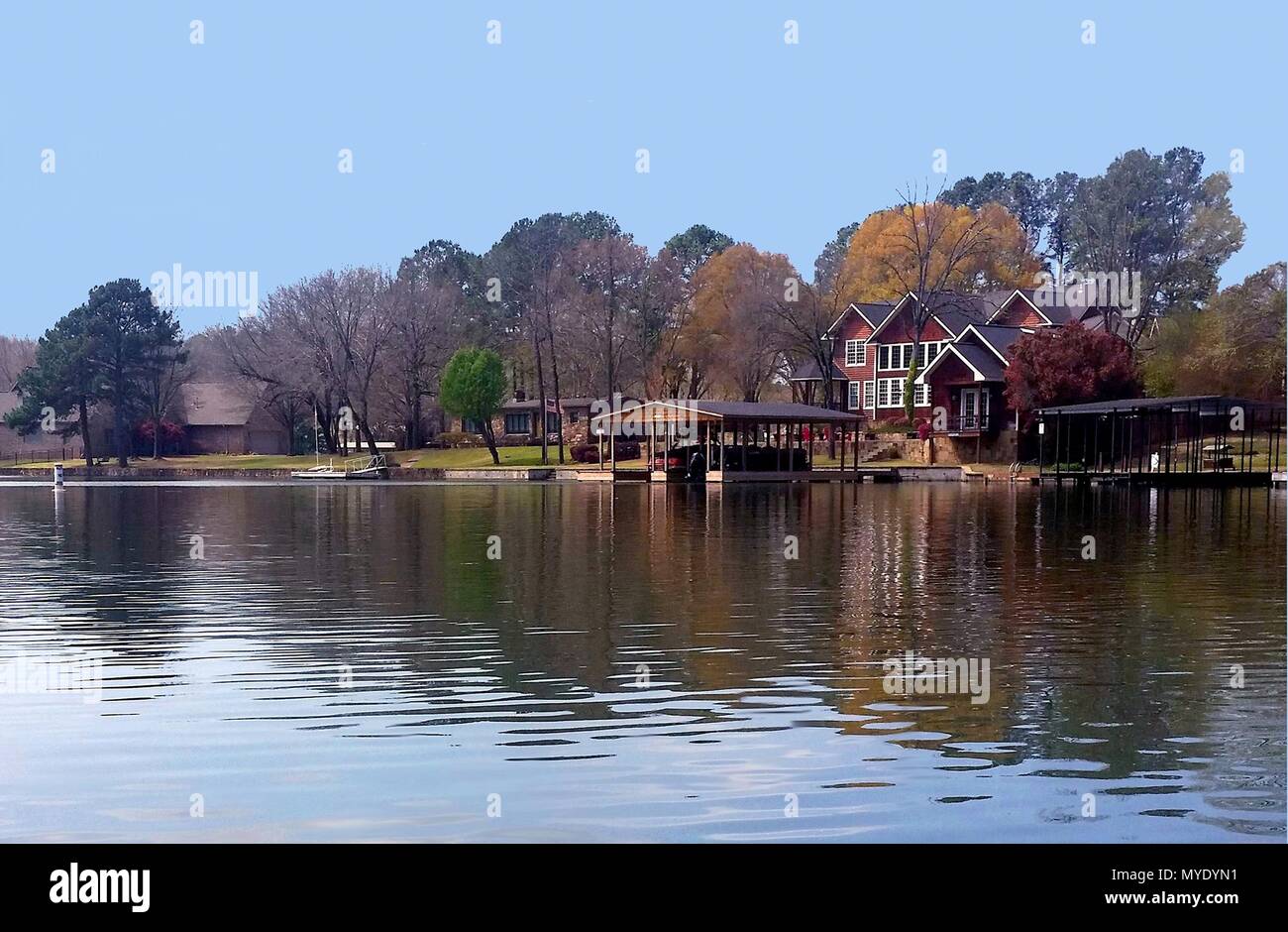 Lake Hamilton Hot Springs Arkansas in a beautiful cove with lake houses