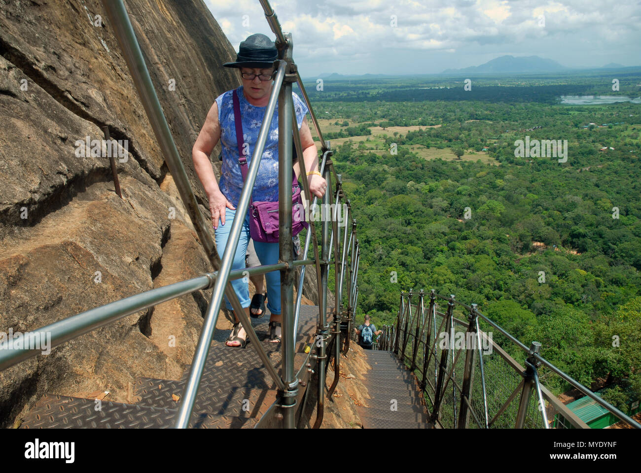 Women climbing steps, Sigiriya Rock Fortress, Sigiriya, Central