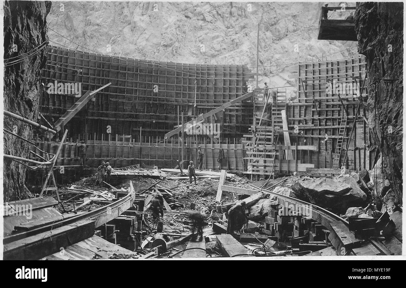 Forms for trashrack structure in place at inlet portal of diversion ...