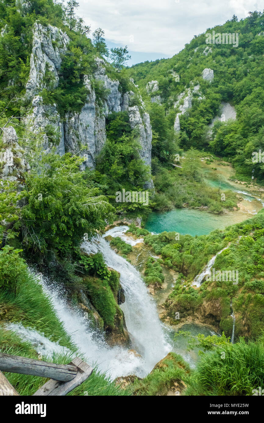 'Plitvice Lakes National Park' & forest reserve, Karst region, Croatia. Stock Photo