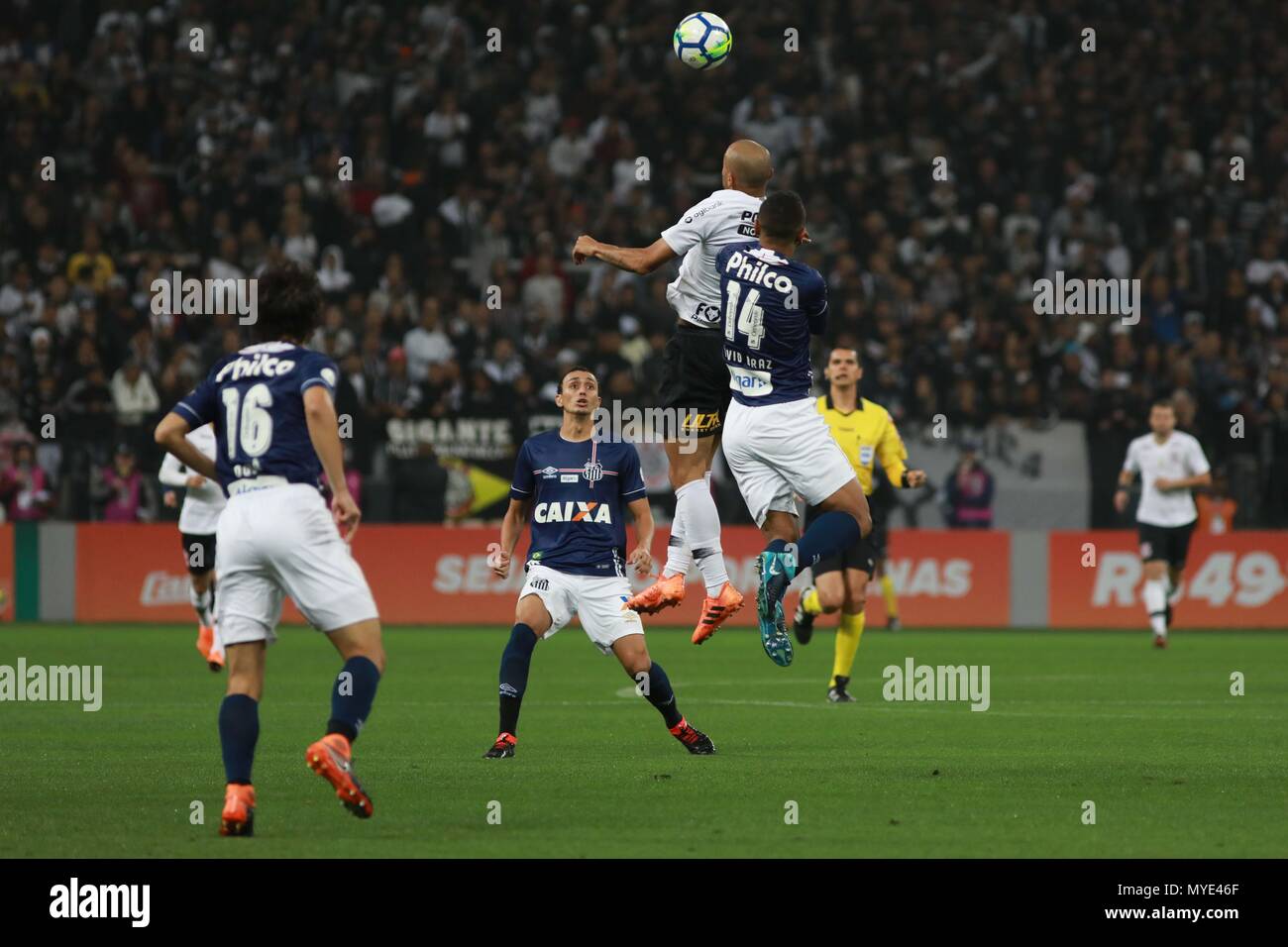 Sao Paulo Sp 06 06 18 Corinthians X Santos Roger And David Braz During The Match Between Corinthians And Santos Held At The Corinthians Arena East Zone Of Sao Paulo The Match