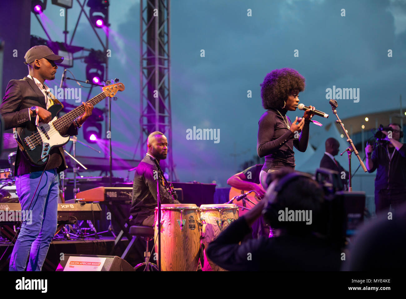 Cannes, France, 6 June 2018, Adango in concert at Midem 2018, Midem Beach, Cannes Â© ifnm / Alamy Live News Stock Photo