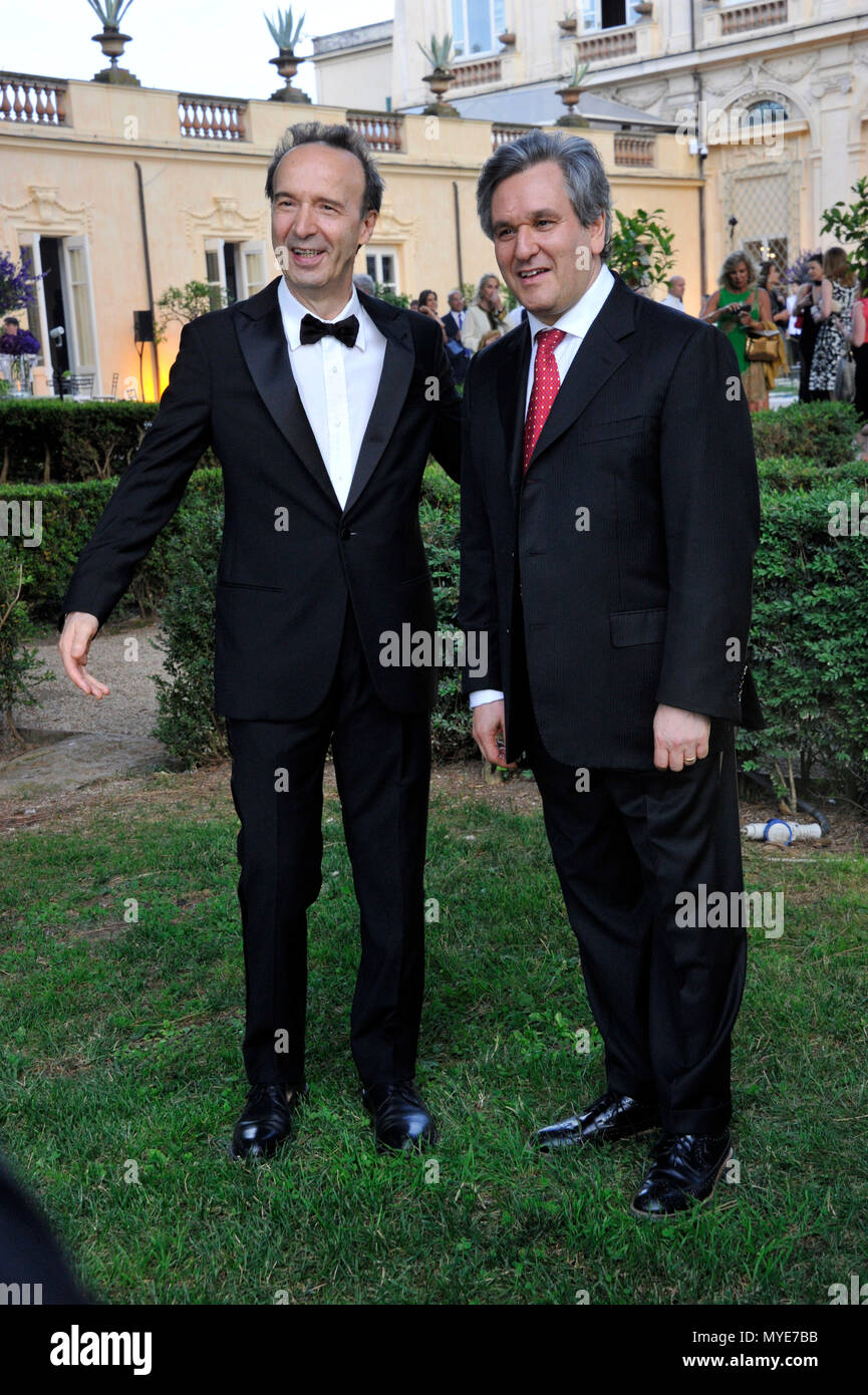 Rome, Italy. 06th June, 2018. Rome, American Academy in Rome, Mckim Medal Pictured Gala: Roberto Benigni, Antonio Pappano Credit: Independent Photo Agency/Alamy Live News Stock Photo