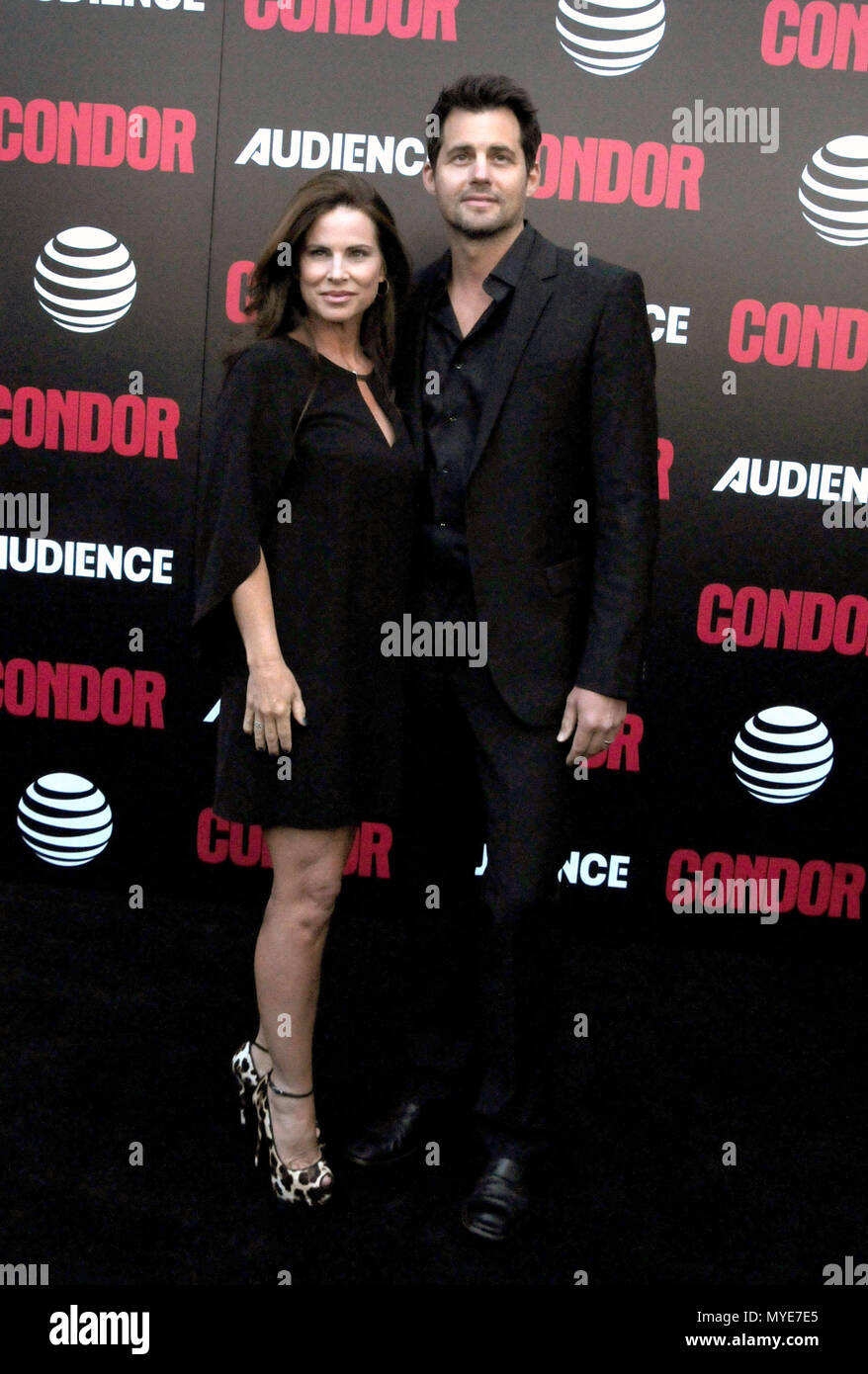 Los Angeles, California, USA. 6th June, 2018. (L-R) Julianne Morris and husband Actor Kristoffer Polaha attend AT&T Audience Network's 'Condor' Premiere on June 6, 2018 at NeueHouse Hollywood in Los Angeles, California. Photo by Barry King/Alamy Live News Stock Photo