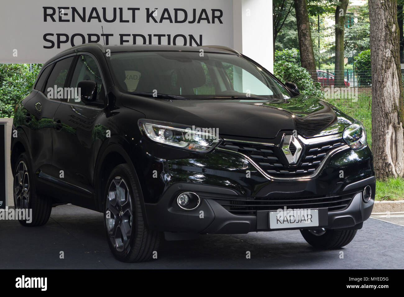 Torino, Italy. 7th June 2018. A black Renault Kadjar. 2018 edition of Parco Valentino car show hosts cars by many automobile manufacturers and car designers inside Valentino Park in Torino, Italy Credit: Marco Destefanis/Alamy Live News Stock Photo