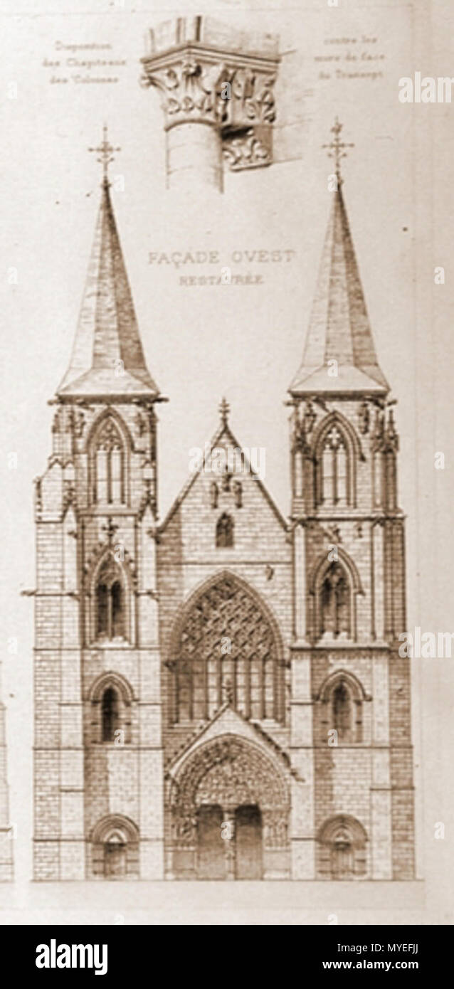 Francais Dessin De L Architecte Emile Boeswillwald De La Facade Occidentale De L Abbatiale De Mouzon