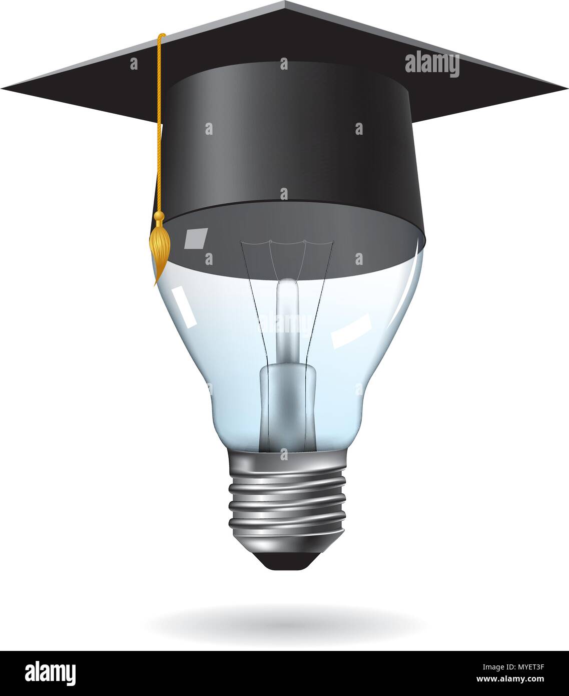 Big idea design.graduate cap on the light bulb. Stock Vector