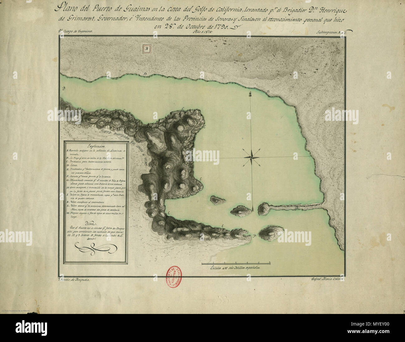 . Español: Mapa de Guaymas en 1790 . 16 October 2015. varios 221 Guaymas 1790 Stock Photo