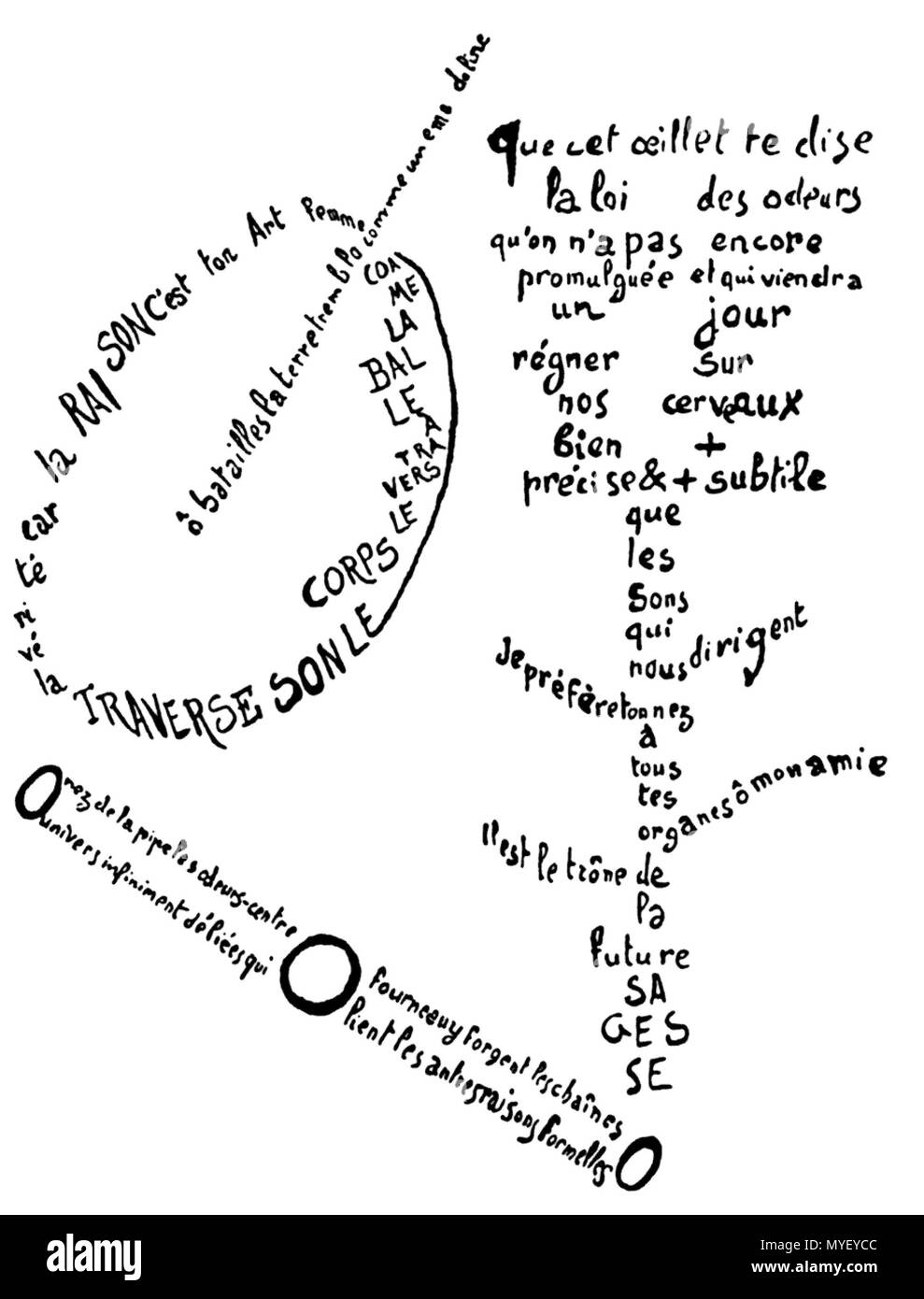 222 Guillaume Apollinaire - Calligramme - La Mandoline, l'œillet et le  bambou Stock Photo - Alamy