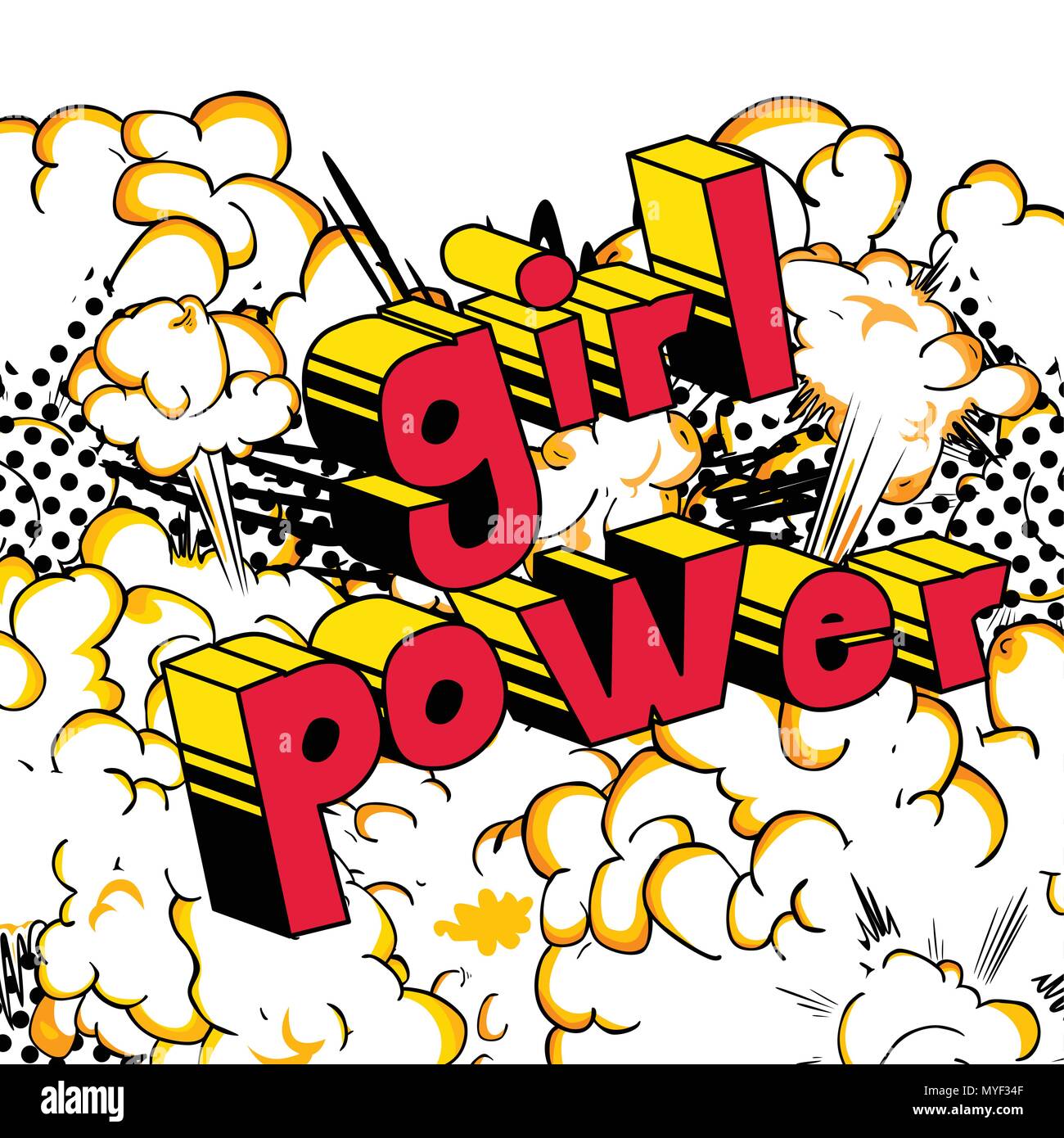 Girl Power - Comic book style word on abstract background. Stock Vector
