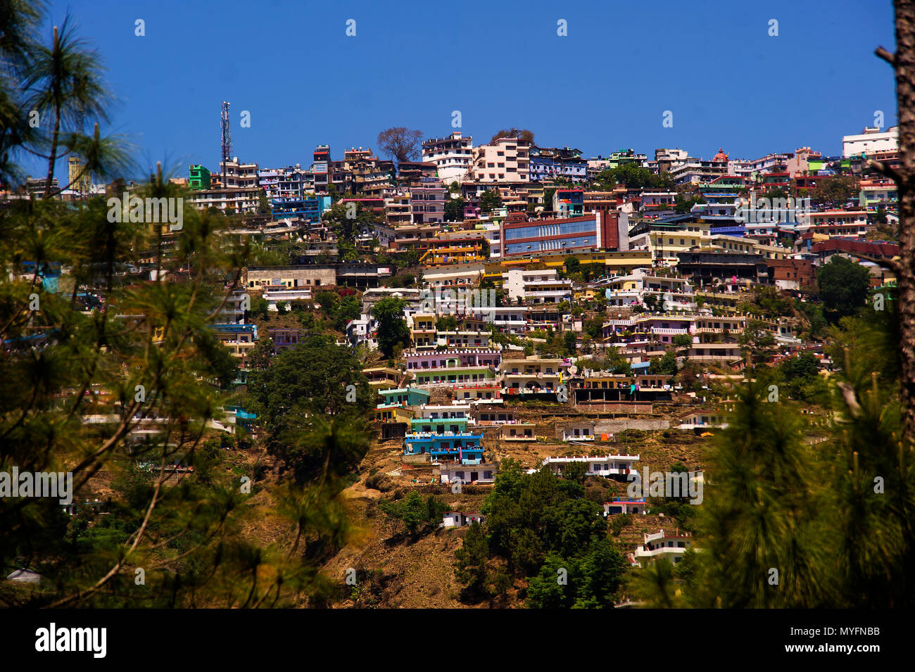 Colorful houses at Almora town, Uttarakhand, India Stock Photo