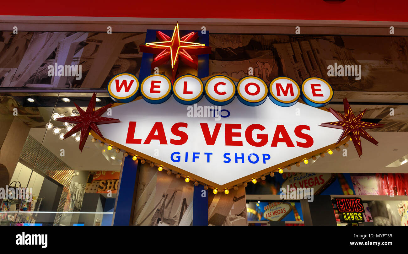 Las Vegas, Nevada May 27, 2018 Las vegas gift shop sign at Hollywood Las Vegas hotel