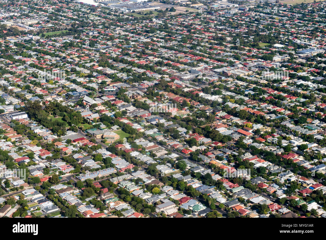 Sprawling suburbs on the outskirts of Adelaide. Stock Photo