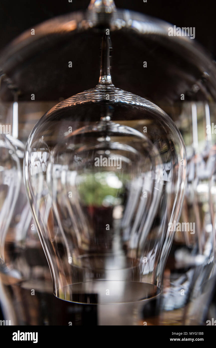 Bar glasses hanging in row hires stock photography and images Alamy