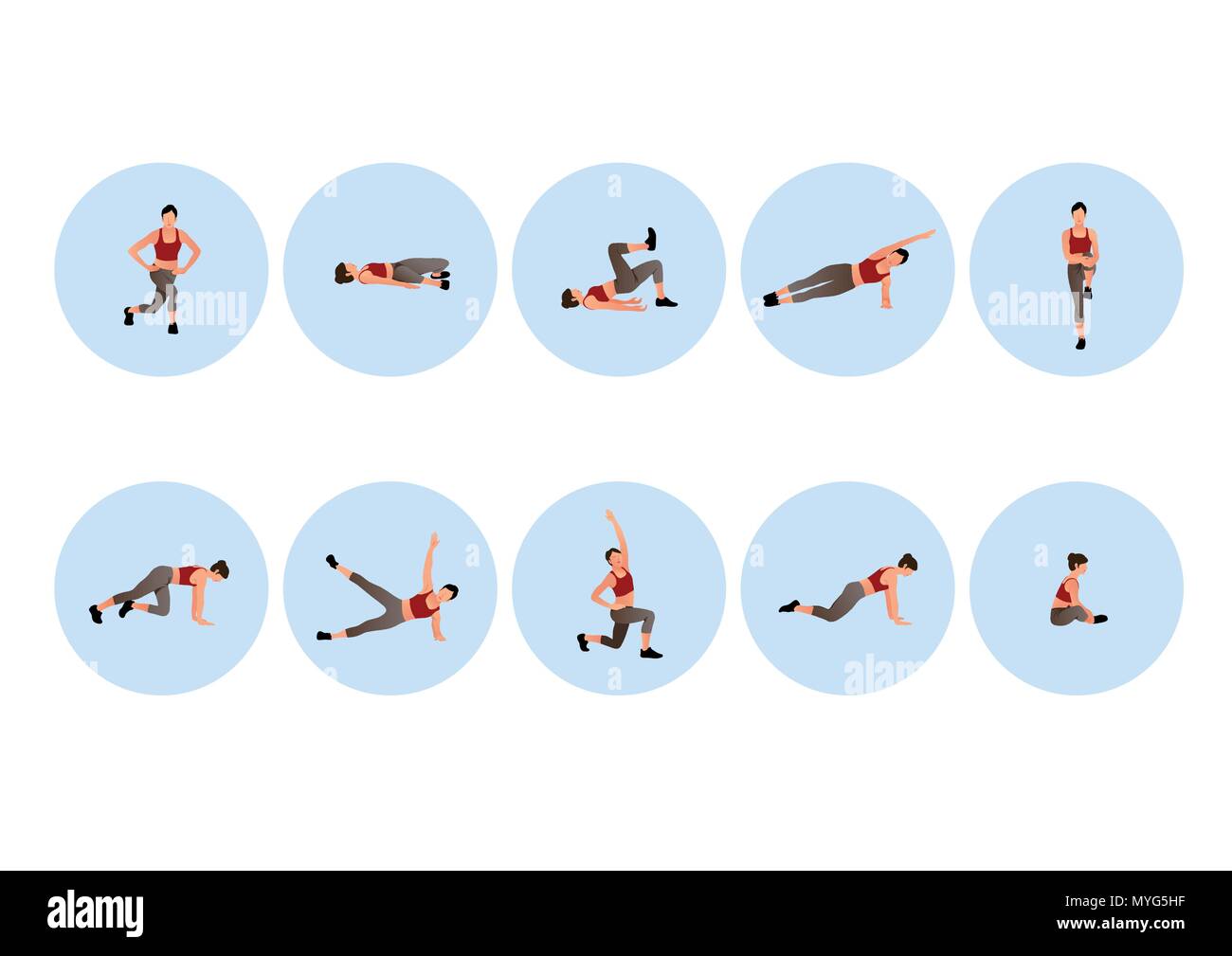 Training people icons set for sport and fitness. Flat style design vector illustration. 010 Stock Vector