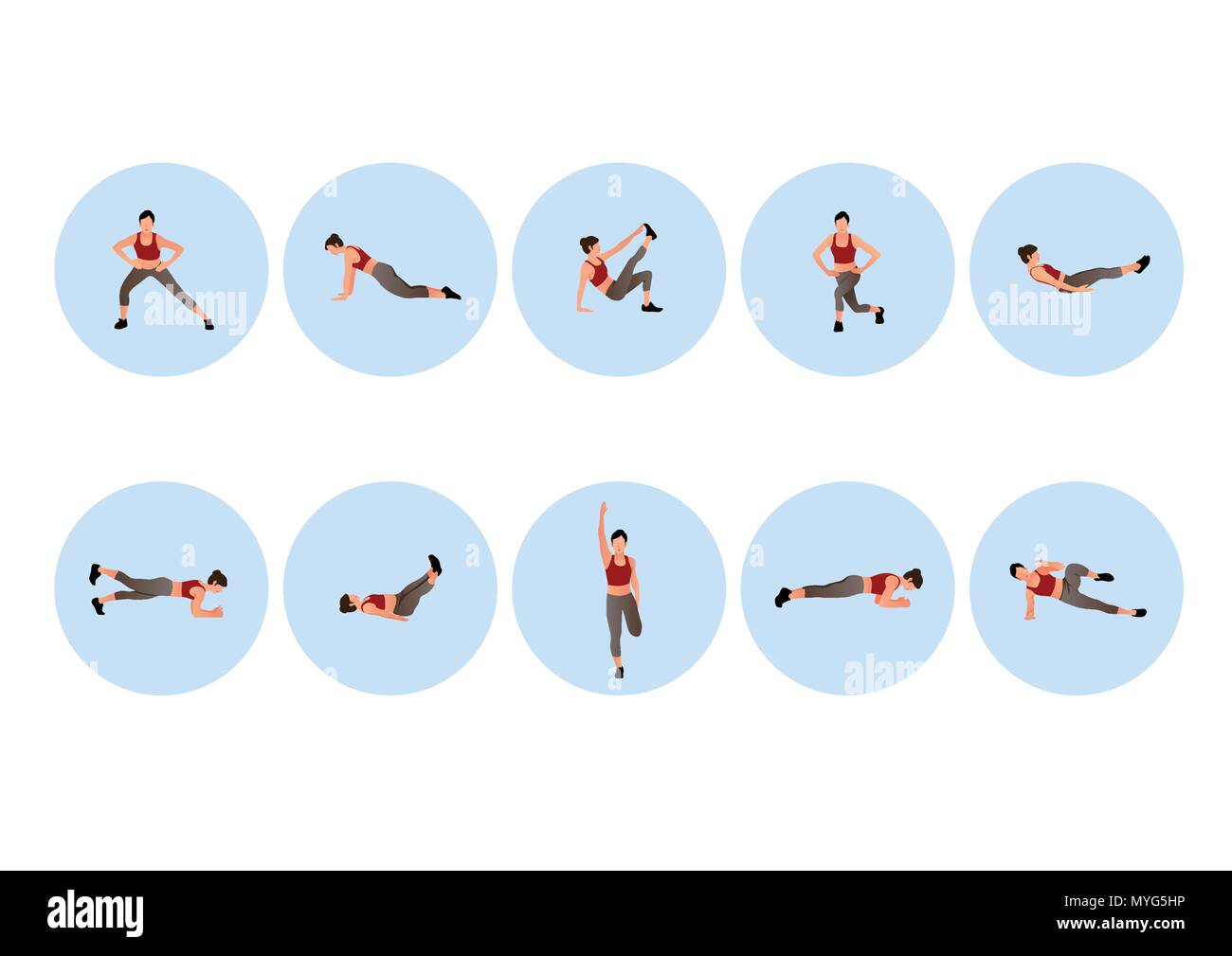 Training people icons set for sport and fitness. Flat style design vector illustration. 009 Stock Vector