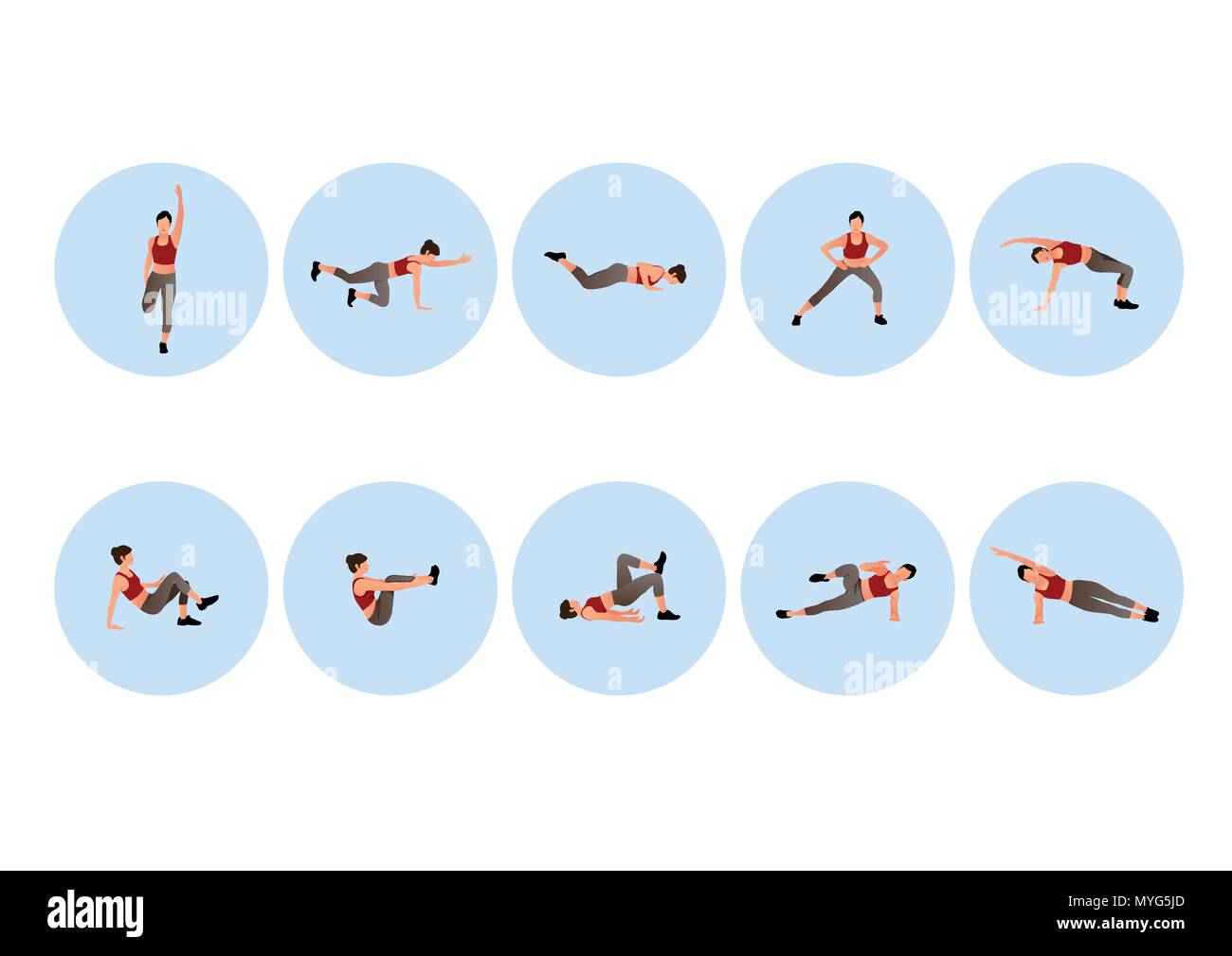 Training people icons set for sport and fitness. Flat style design vector illustration. 008 Stock Vector