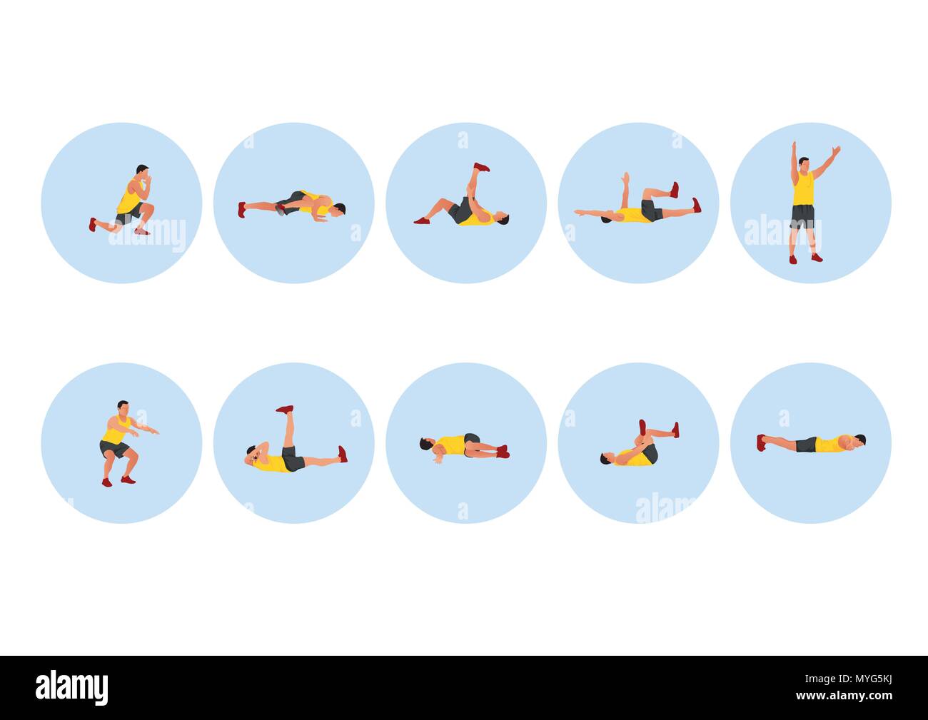 Training people icons set for sport and fitness. Flat style design vector illustration. 006 Stock Vector