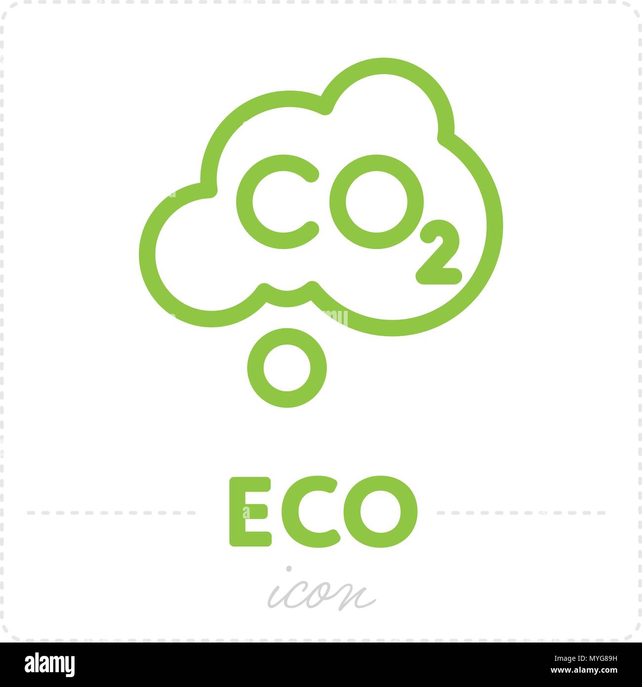 Green icon with carbon dioxide element Stock Vector