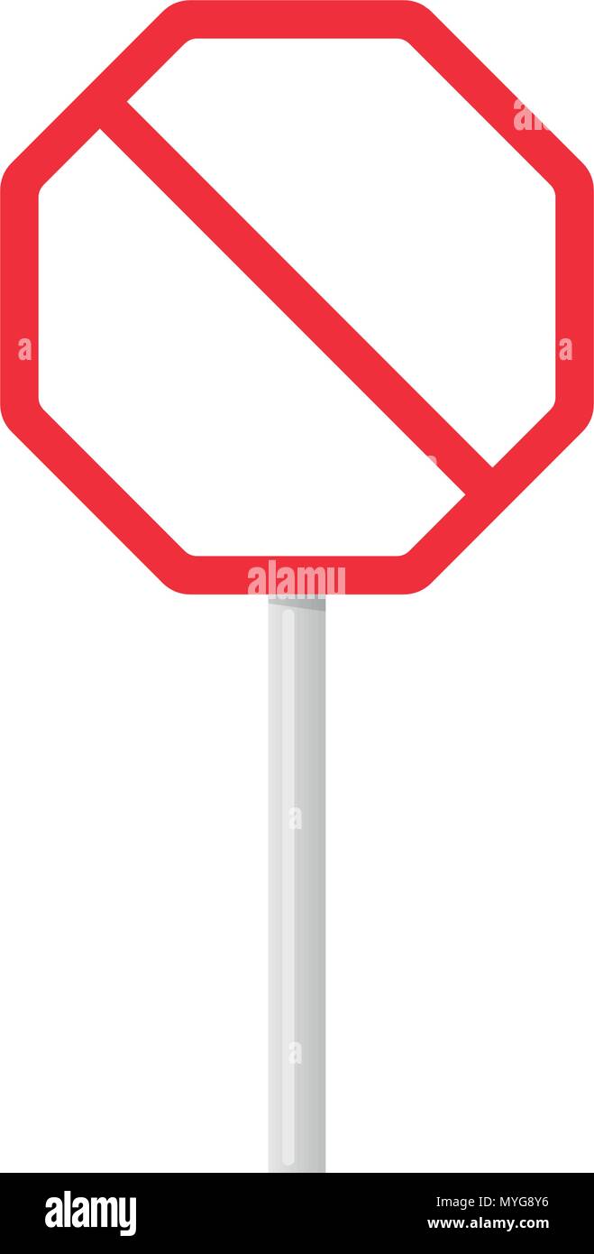 Octangular red prohibition signpost Stock Vector