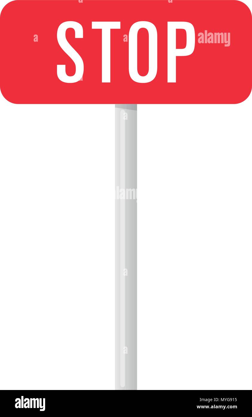 Stop rectangular sign icon on white Stock Vector