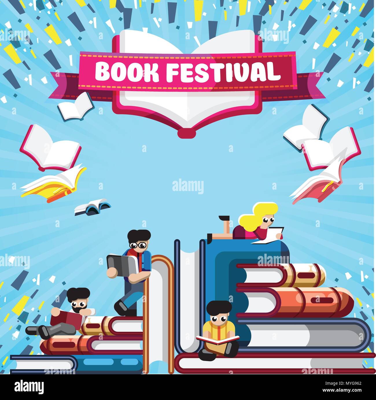 Colorful poster for festival of book Stock Vector Image & Art Alamy
