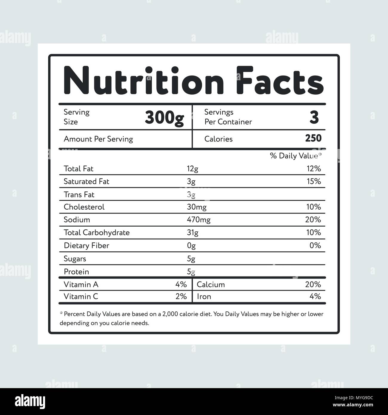 Nutrition facts in label on light blue Stock Vector Image Art Alamy