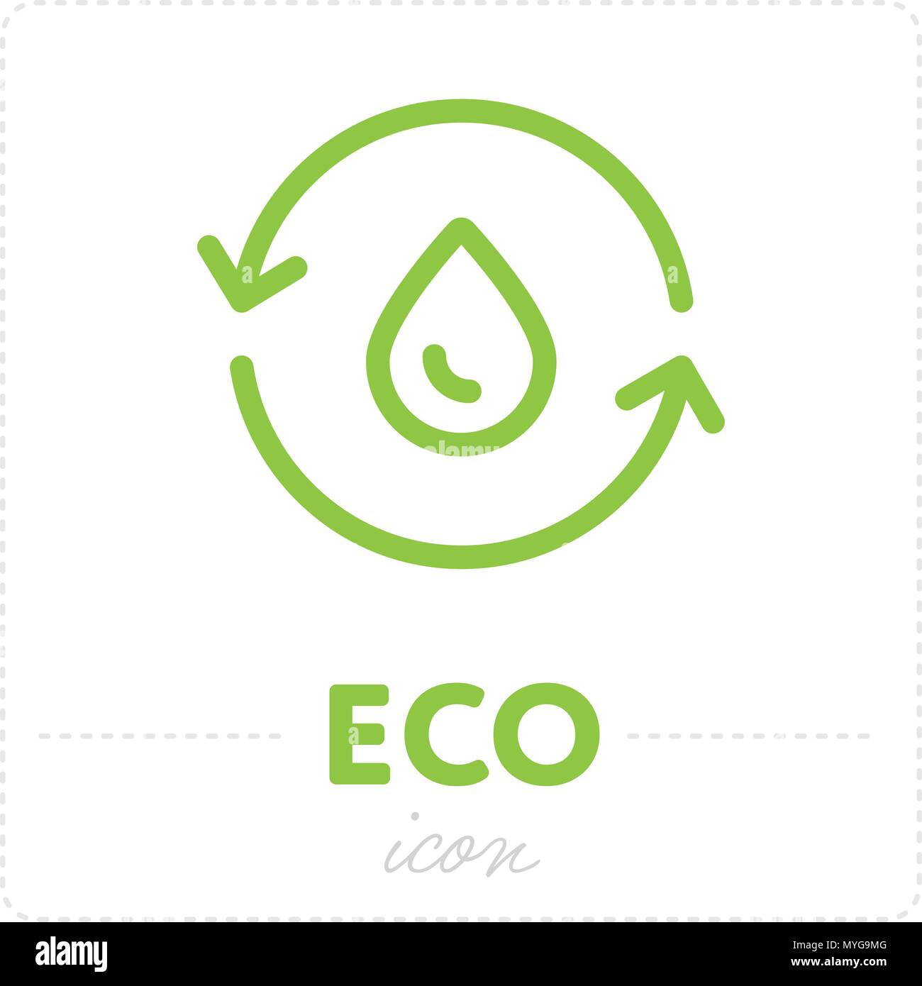 Drop in recycling icon on white Stock Vector