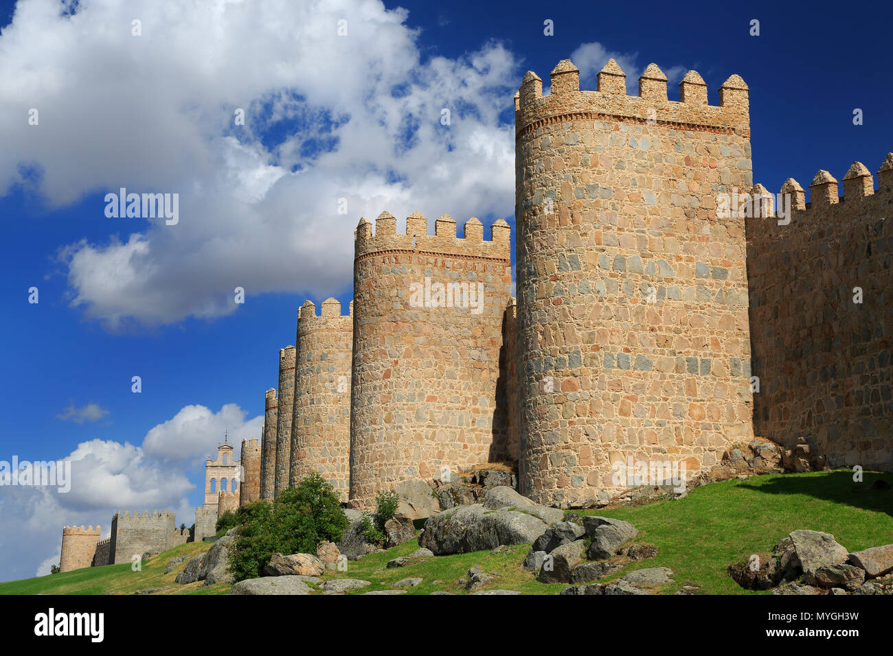 Medieval city walls of Avila, Spain Stock Photo