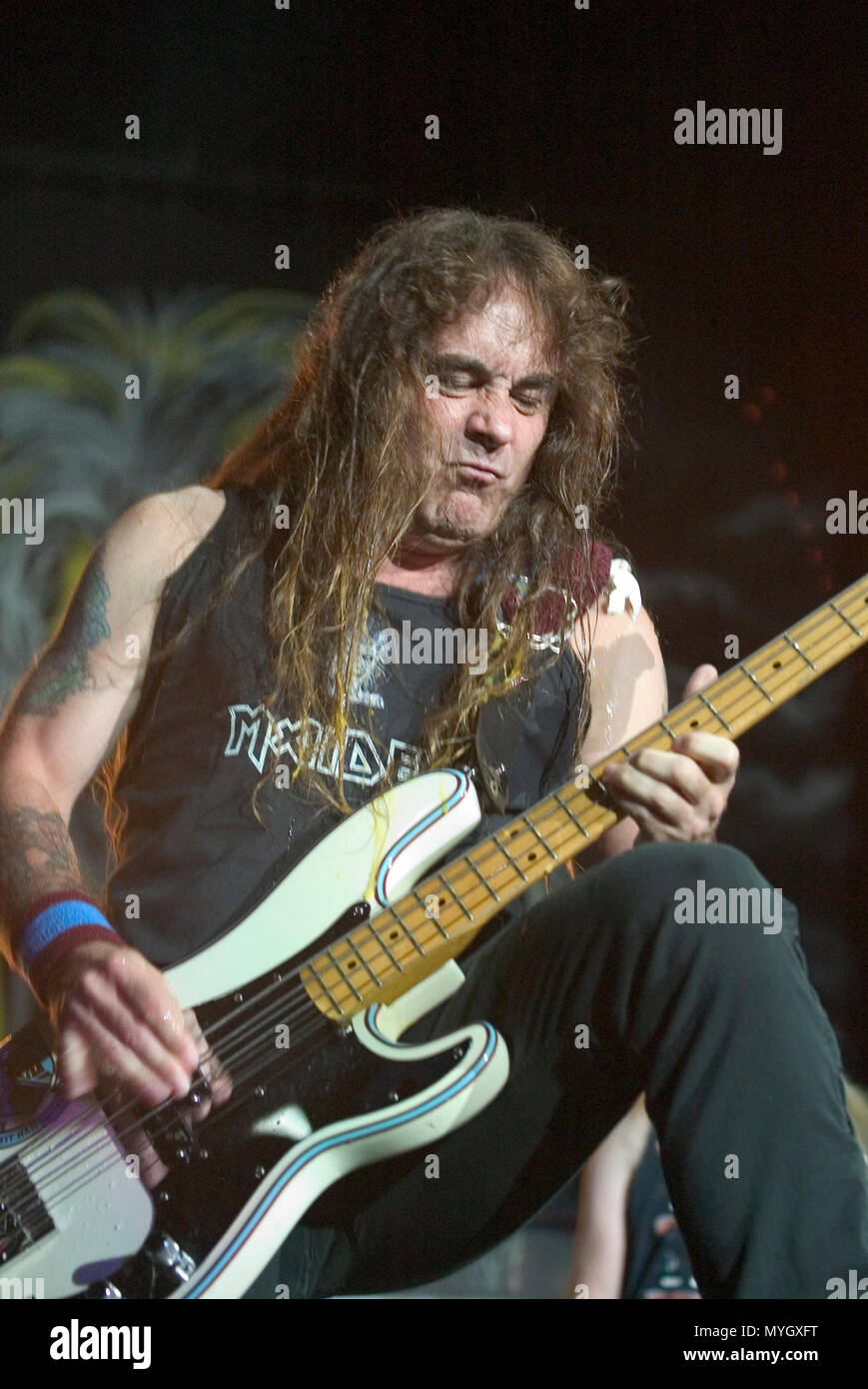 IRON MAIDEN during the infamous "Egg Throwing Incident" (note eggs on