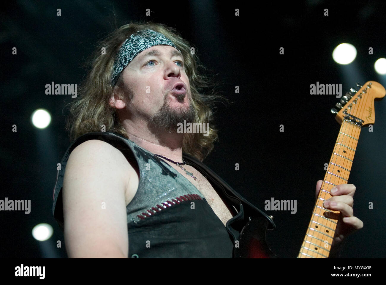 IRON MAIDEN during the infamous "Egg Throwing Incident" (note eggs on