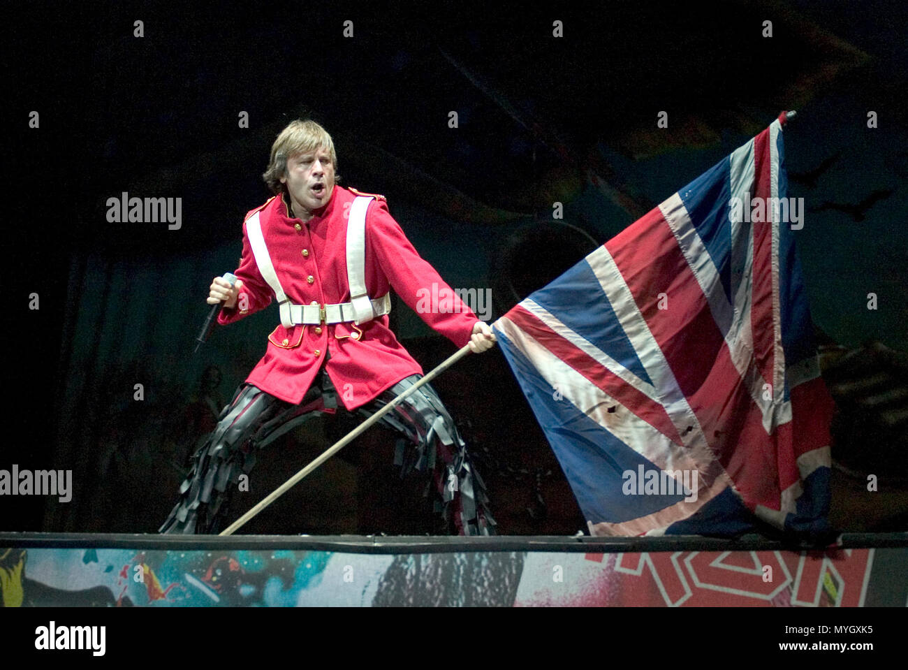 IRON MAIDEN during the infamous "Egg Throwing Incident" (note eggs on